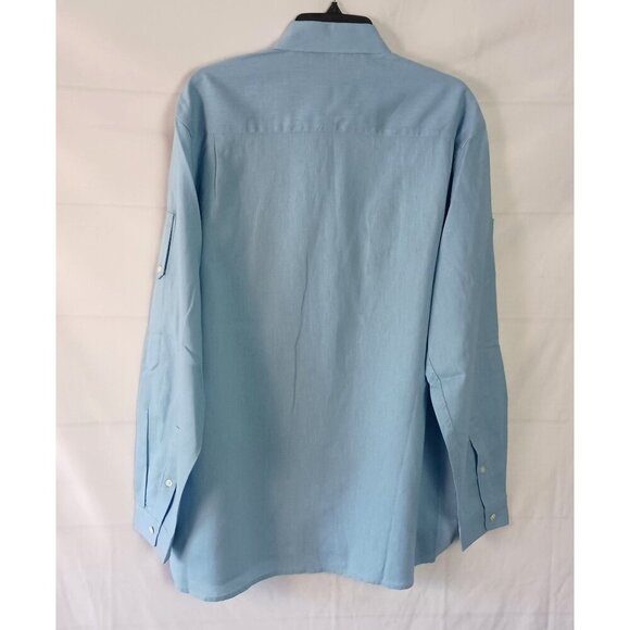 Perry Ellis Men’s Long Sleeve Shirt L Light Blue Linen Cotton Blend - Picture 4 of 6